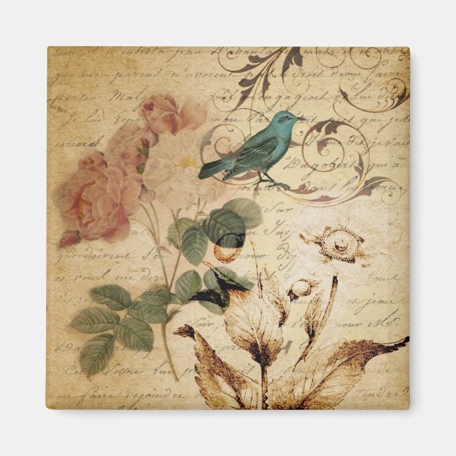 Viktorianische Rose Paris Scripts, französischer V Magnet (Vorne)