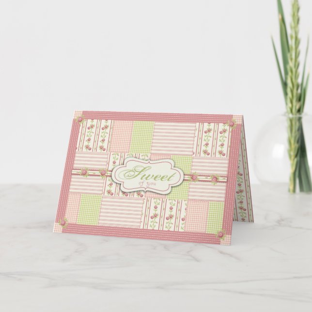 Viktorianische Rose Quilt TY-Karte Dankeskarte (Vorderseite)