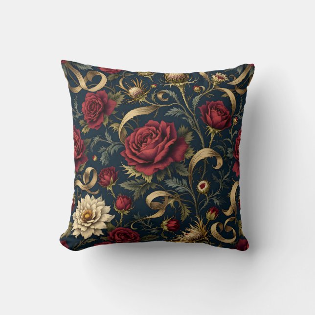 Viktorianische Rose und elegantes Muster Kissen (Vorderseite)