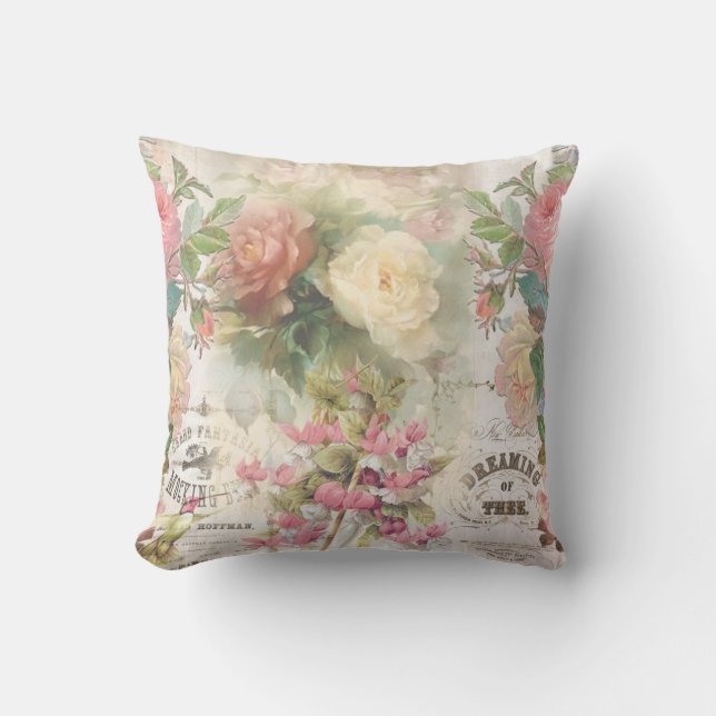 Viktorianische Rose und Ephemera Kissen (Vorderseite)