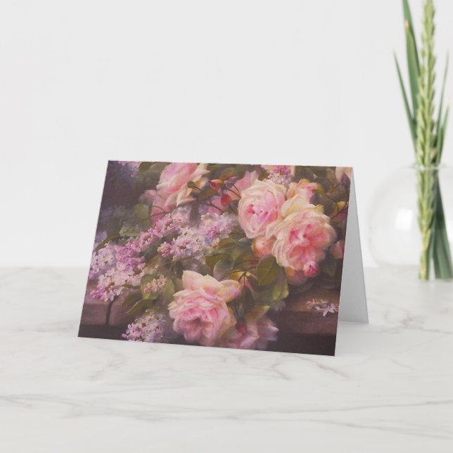 Viktorianische Rose und Lilacs-Karte Karte (Vorderseite)