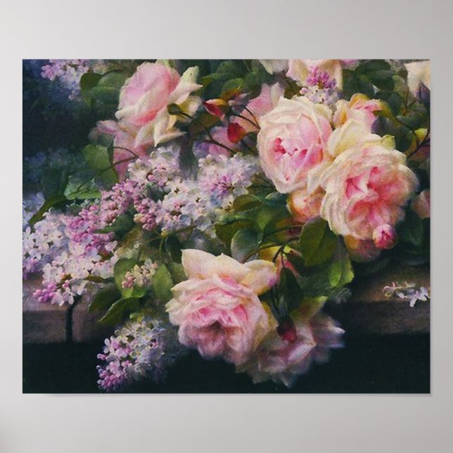 Viktorianische Rose und Lilacs Poster (Vorne)