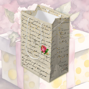 Viktorianische Rose und Schreiben Mittlere Geschenktüte