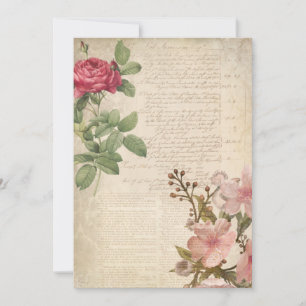 Viktorianische Rose und Text Ephemera Mitteilungskarte