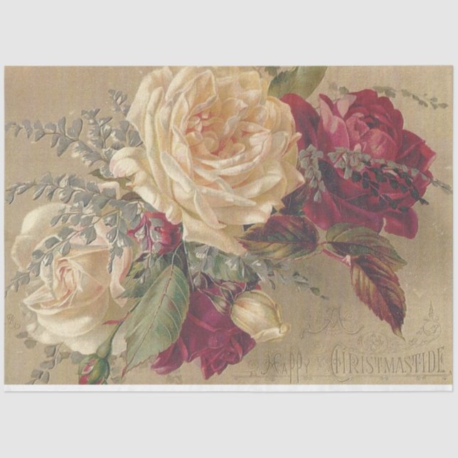 Viktorianische Rose zu Weihnachten Seidenpapier (Vorderseite)