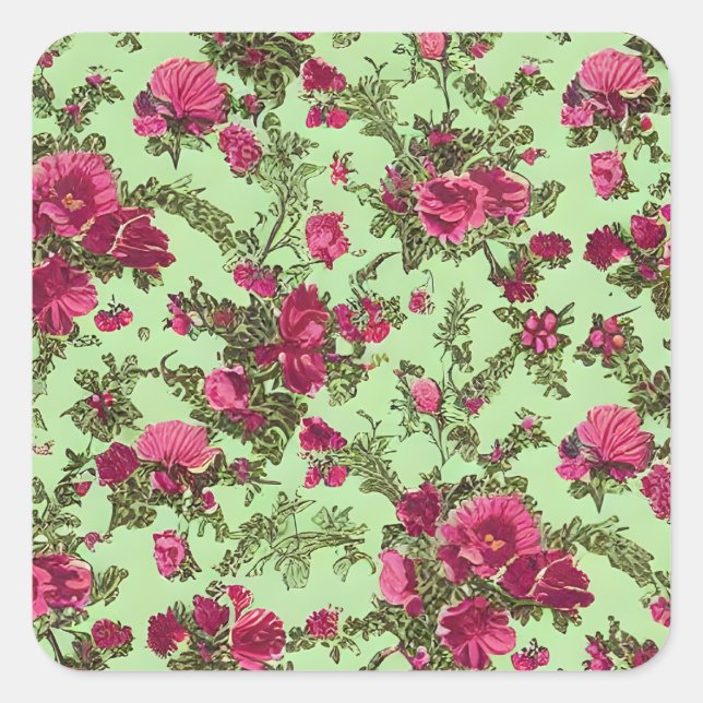 Viktorianische Rosen Quadratischer Aufkleber (Vorderseite)