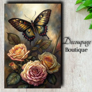 Viktorianische Rosen Schmetterling Dekoupage Seidenpapier