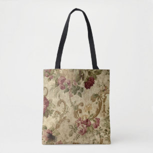 Viktorianische Rosen und Rosa Rosen und Gold-Rolle Tasche