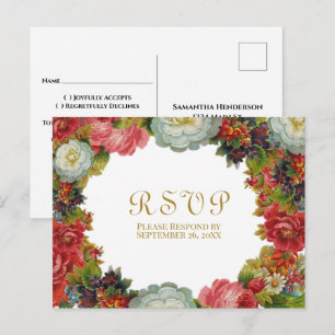 Viktorianische Rosen Vintage-Blumen Herbst-Hochzei Postkarte