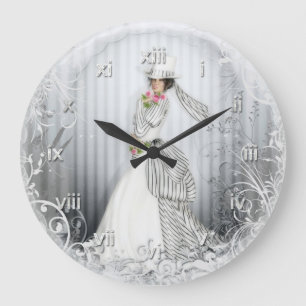Viktorianische Rosen-volle Wand-Uhr Große Wanduhr