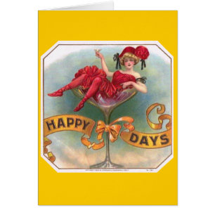 Viktorianische Rote Champagnerfrau Happy