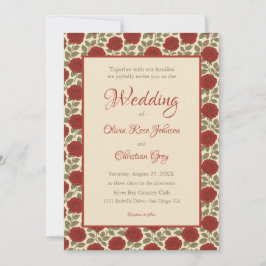 Viktorianische Rote Rose Einladung