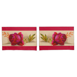 Viktorianische rote Rose Kissenbezug