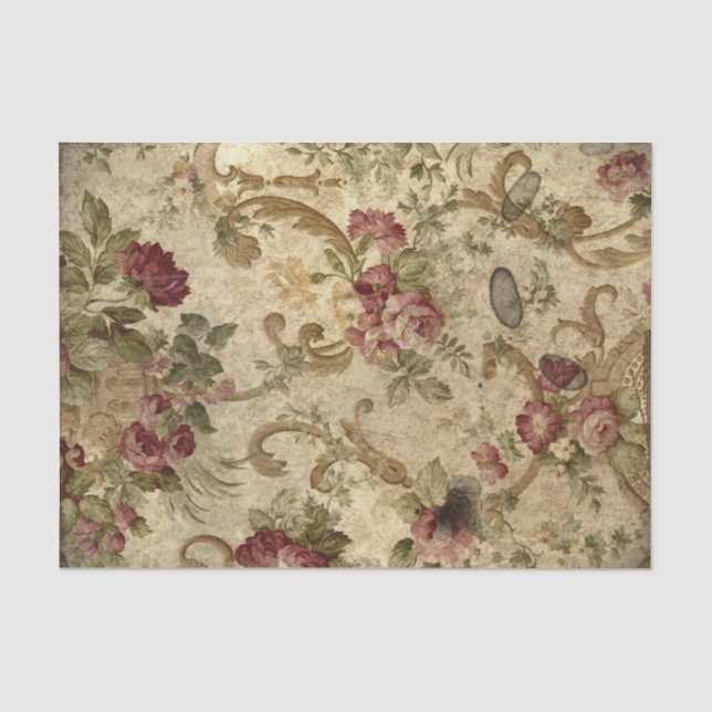 Viktorianische Rote Rosen und Rollen Seidenpapier (Vorderseite)