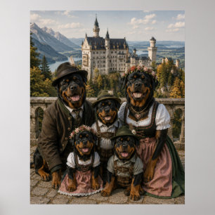 Viktorianische Rottweiler-Familie auf Schloss Neus Poster