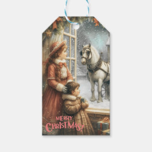 Viktorianische rustikale Weihnachtskarte Geschenkanhänger