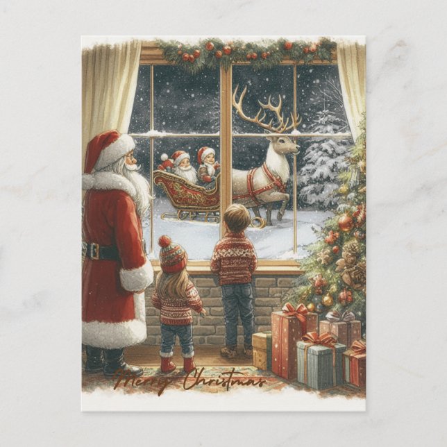 Viktorianische rustikale Weihnachtskarte Postkarte (Vorderseite)