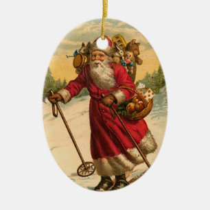 Viktorianische Sankt-Weihnachtsverzierung Keramik Ornament