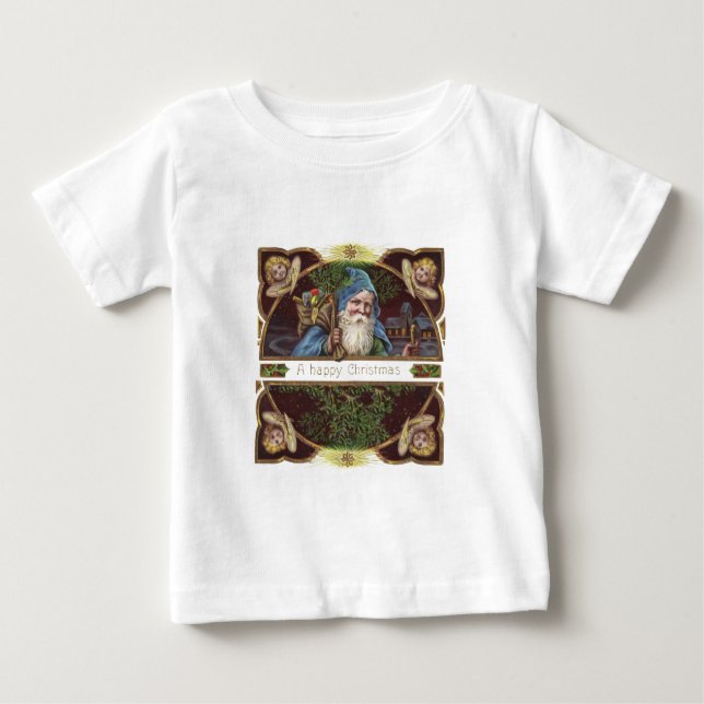 Viktorianische Santa Angels Weihnachtsantike Baby T-shirt (Vorderseite)