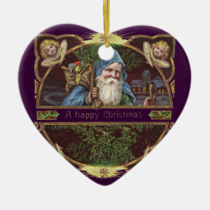 Viktorianische Santa Angels Weihnachtsantike Keramikornament