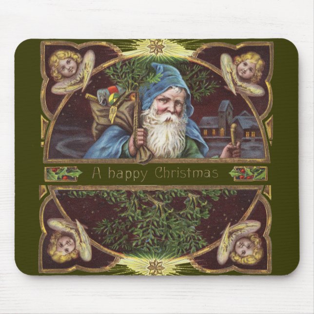 Viktorianische Santa Angels Weihnachtsantike Mousepad (Vorne)