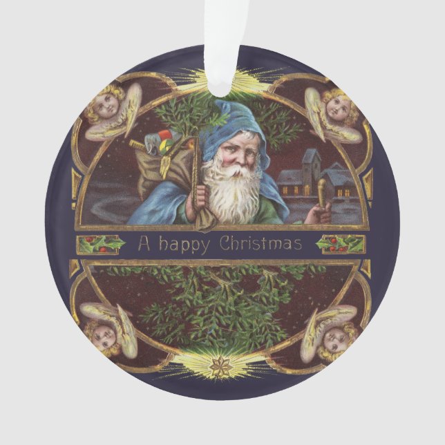 Viktorianische Santa Angels Weihnachtsantike Ornament (Vorderseite)