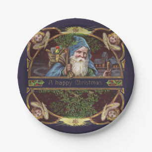 Viktorianische Santa Angels Weihnachtsantike Pappteller