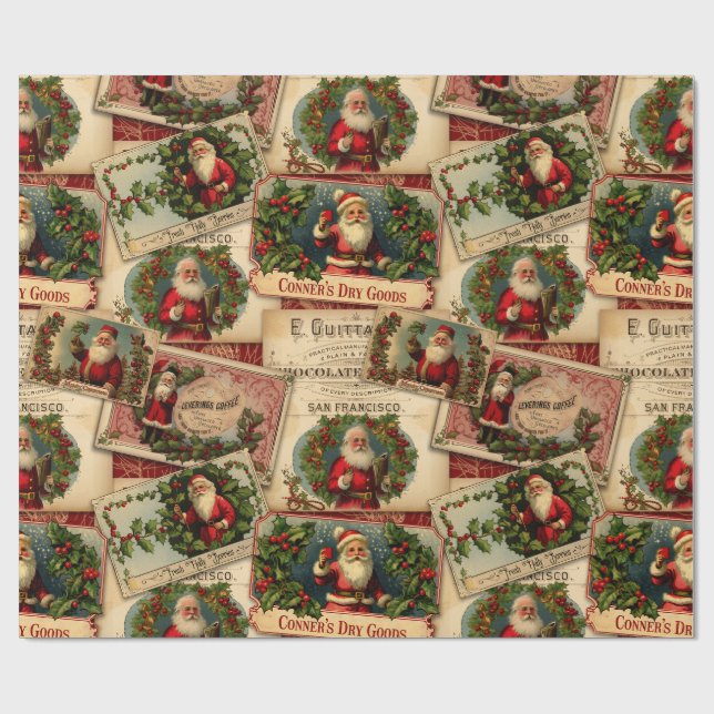 Viktorianische Santa Claus-Werbeaktion Geschenkpapier (Flach)