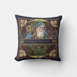 Viktorianische Santa Engel Blaue Weihnachten Vinta Kissen