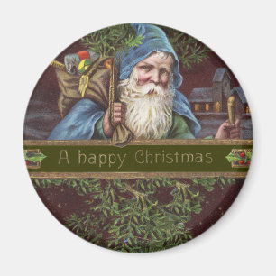 Viktorianische Santa Engel Blaue Weihnachten Vinta Magnet