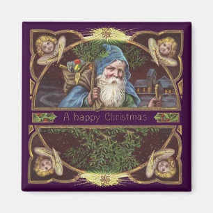 Viktorianische Santa Engel Blaue Weihnachten Vinta Magnet