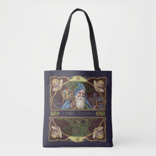 Viktorianische Santa Engel Blaue Weihnachten Vinta Tasche