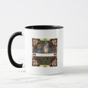 Viktorianische Santa Engel Blaue Weihnachten Vinta Tasse