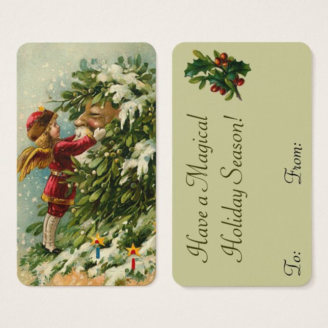 Viktorianische Santa & Fee Mini-Grüße oder Gift-Ta (Vorne & Hinten)