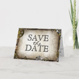 Viktorianische Save the Date-Karte für Steampunk-G Ankündigung