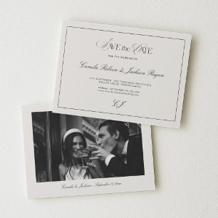 Viktorianische Schwarz-Weiß-Hochzeit Bewahret das  Einladung