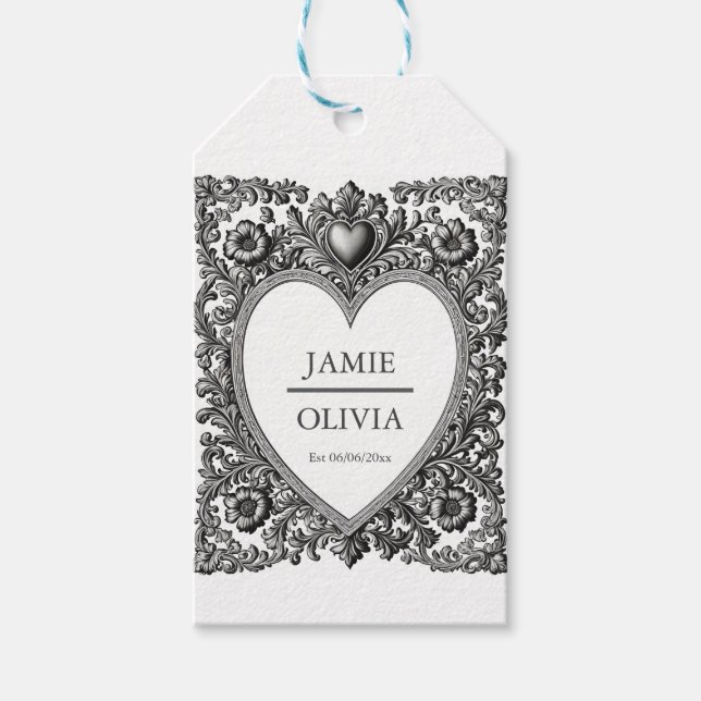 Viktorianische Scroll Frame - Hochzeit Geschenkanhänger (Vorderseite)