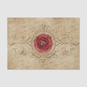 Viktorianische Scrolls und Rote Rose - Gewebepapie Seidenpapier