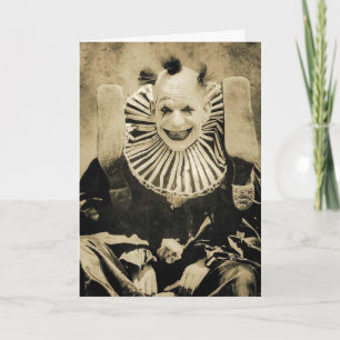 Viktorianische seltsame gruselige Clown lächelnde  Karte