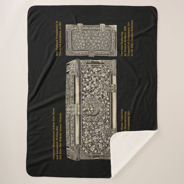 Viktorianische Silber-Schreibbox auf dem Sherpa-Bl Sherpadecke (Vorderseite)