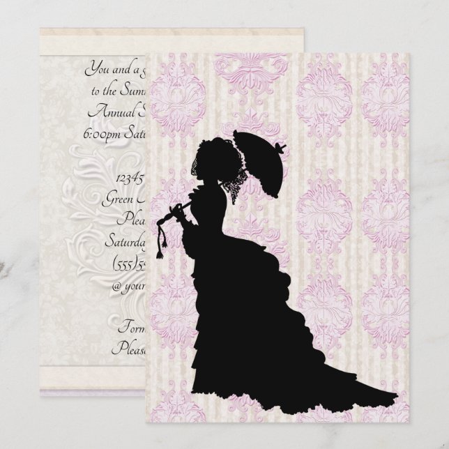 Viktorianische Silhouette Debutante Ball Einladung (Vorne/Hinten)