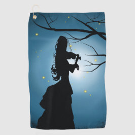 Viktorianische Silhouette Fireflies & Moonlit Szen Golfhandtuch
