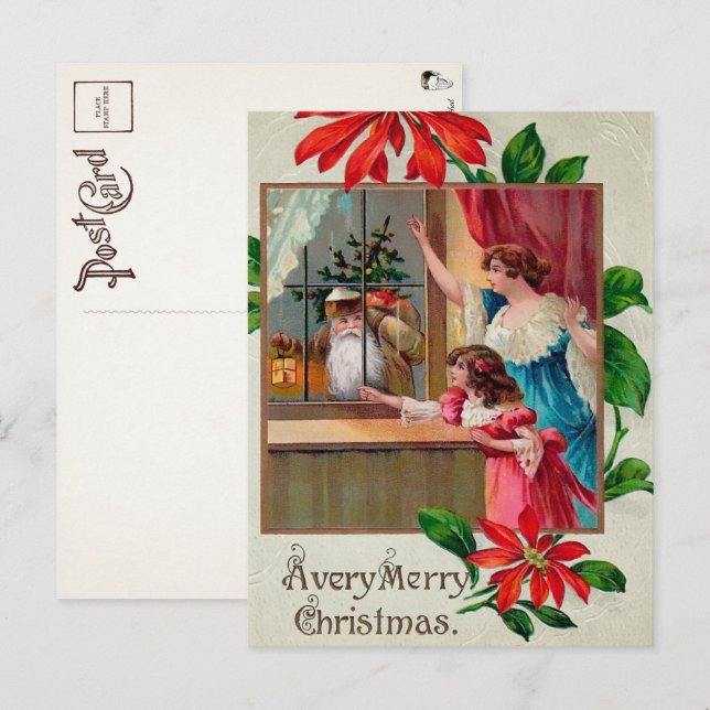 Viktorianische Snooping Santa Postcard Postkarte (Vorne/Hinten)