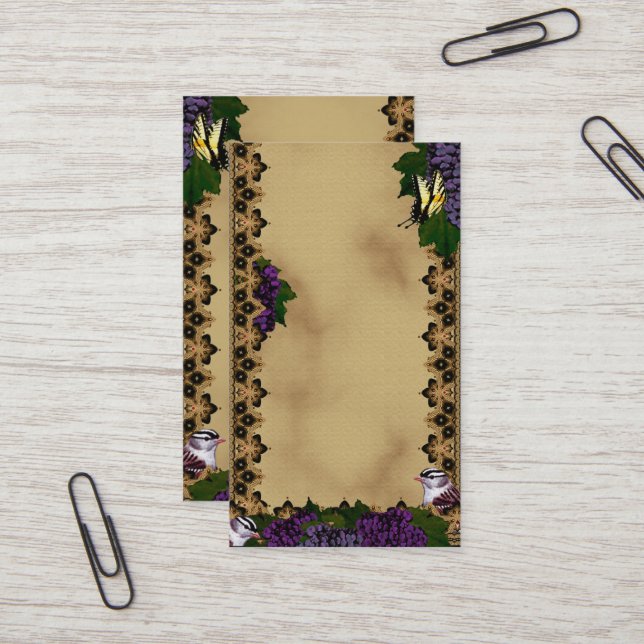 Viktorianische Sparrow und Schmetterlinge Visitenkarte (Vorderseite/Rückseite Beispiel)