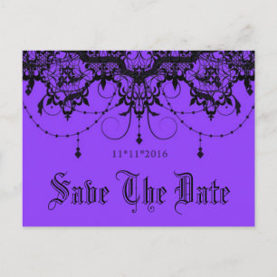 Viktorianische Spitze Lila Save the Date Postkarte