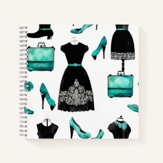 Viktorianische Spitzen Kleines schwarzes Kleid LBD Notizbuch