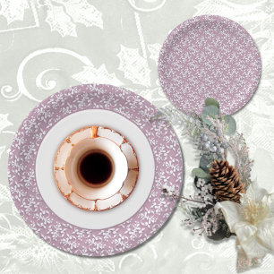 Viktorianische Spitzen-Rosa-Papierteller Pappteller