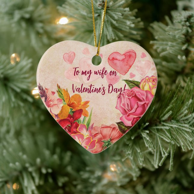 Viktorianische Steampunk-Blume Herzens Valentinsta Keramik Ornament (Baum)