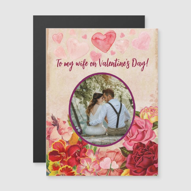 Viktorianische Steampunk-Blume Herzens Valentinsta Magnetkarte (Vorne/Hinten)