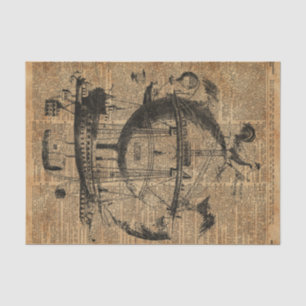 Viktorianische Steampunk Fliegen-Maschine Seidenpapier